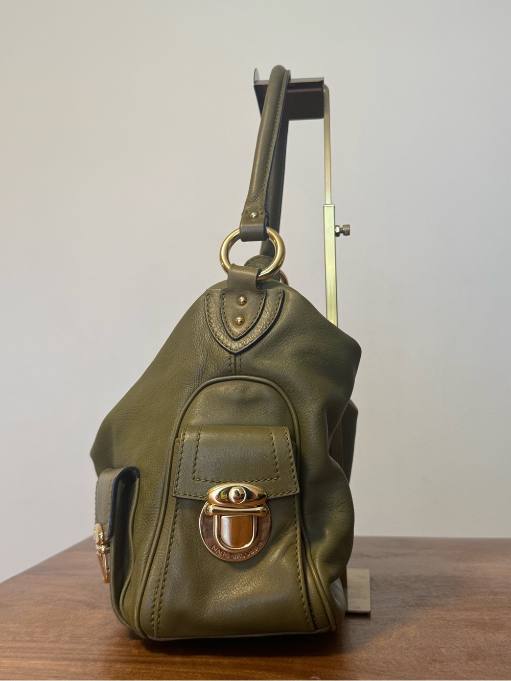 Vintage Marc Jacobs Large Olive Green Multipocket Shoulder Bag RARE - Picture 2 of 9